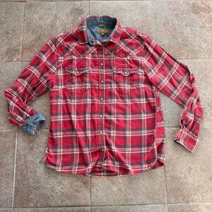 JACHS Girlfriend Red Plaid with Bandana Pattern Lining 100% Cotton Size Medium